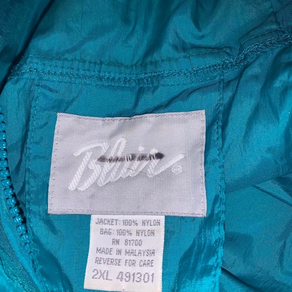 Vintage 90s Teal Plus Size Windbreaker, drawstring waist - Picture 4 of 5
